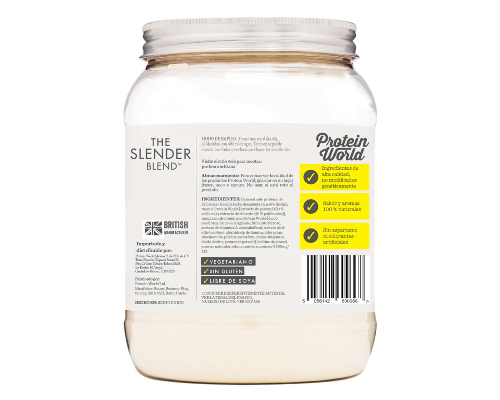 Foto 4 pulgar | The Slender Blend Fresa Protein World 600grs