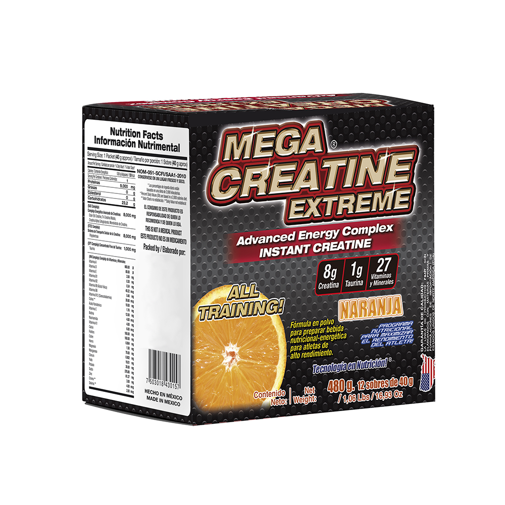 Foto 3 pulgar | Mega Creatina Extreme Food & Nutrition Technologies 12 Sobres de 40g Sabor Naranja