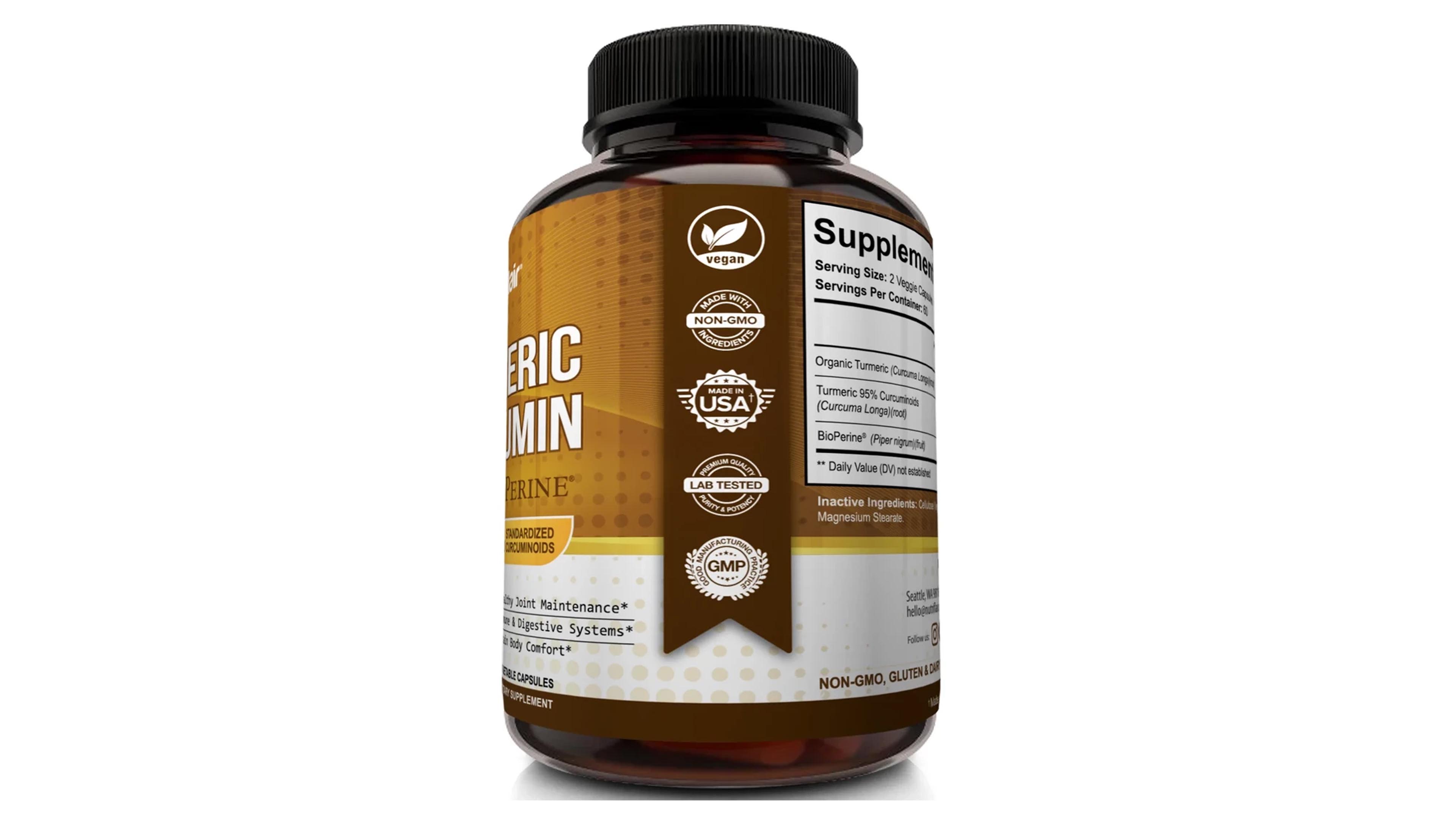Foto 3 pulgar | Suplemento Alimenticio Nutriflair Curcumina de Cúrcuma con Bioperina 120 Cápsulas