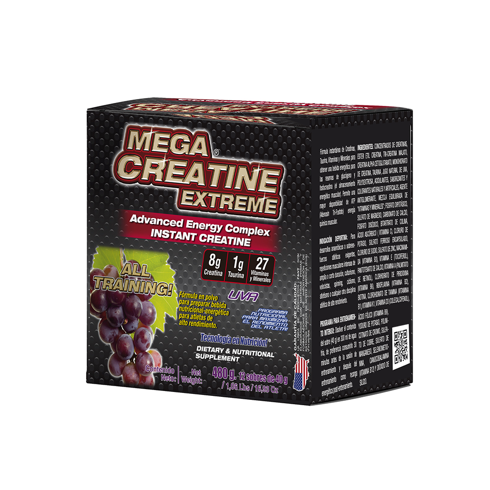 Foto 2 pulgar | Mega Creatine Extreme Food & Nutrition Technologies 12 Sobres de 40gr Sabor Uva