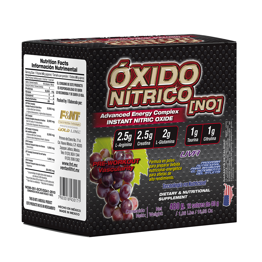Óxido Nítrico 12 Sobres De 40gr Food & Nutrition Technologies