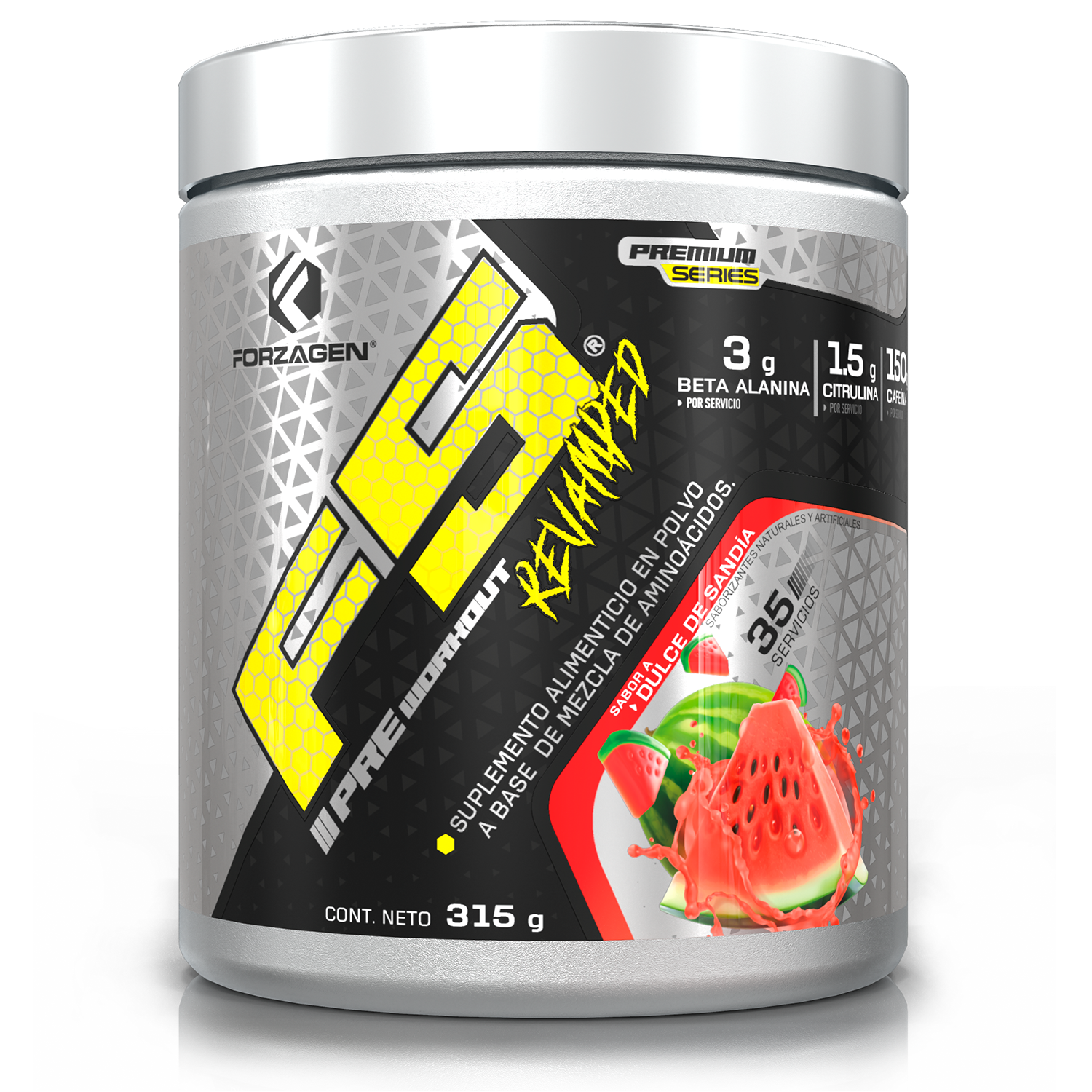 Foto 2 pulgar | Pre-entrenamiento Forzagen F5 Revamped 315 G Aminoácidos para Energía y Concentración Sabor a Dulce de Sandia 35 Serv
