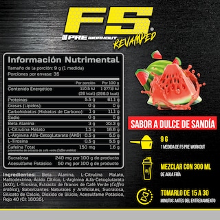 Foto 2 | Pre-entrenamiento Forzagen F5 Revamped 315 G Aminoácidos para Energía y Concentración Sabor a Dulce de Sandia 35 Serv