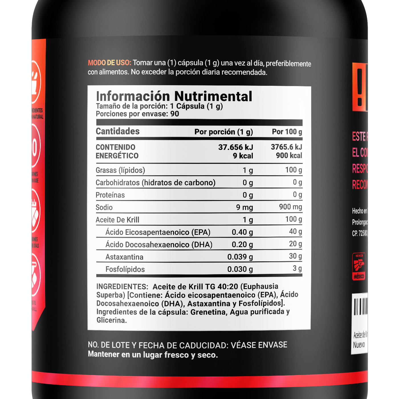 Foto 3 pulgar | Suplemento Alimenticio Aceite de Krill 90 Cápsulas 1000 mg Astaxantina EPA DHA B Life
