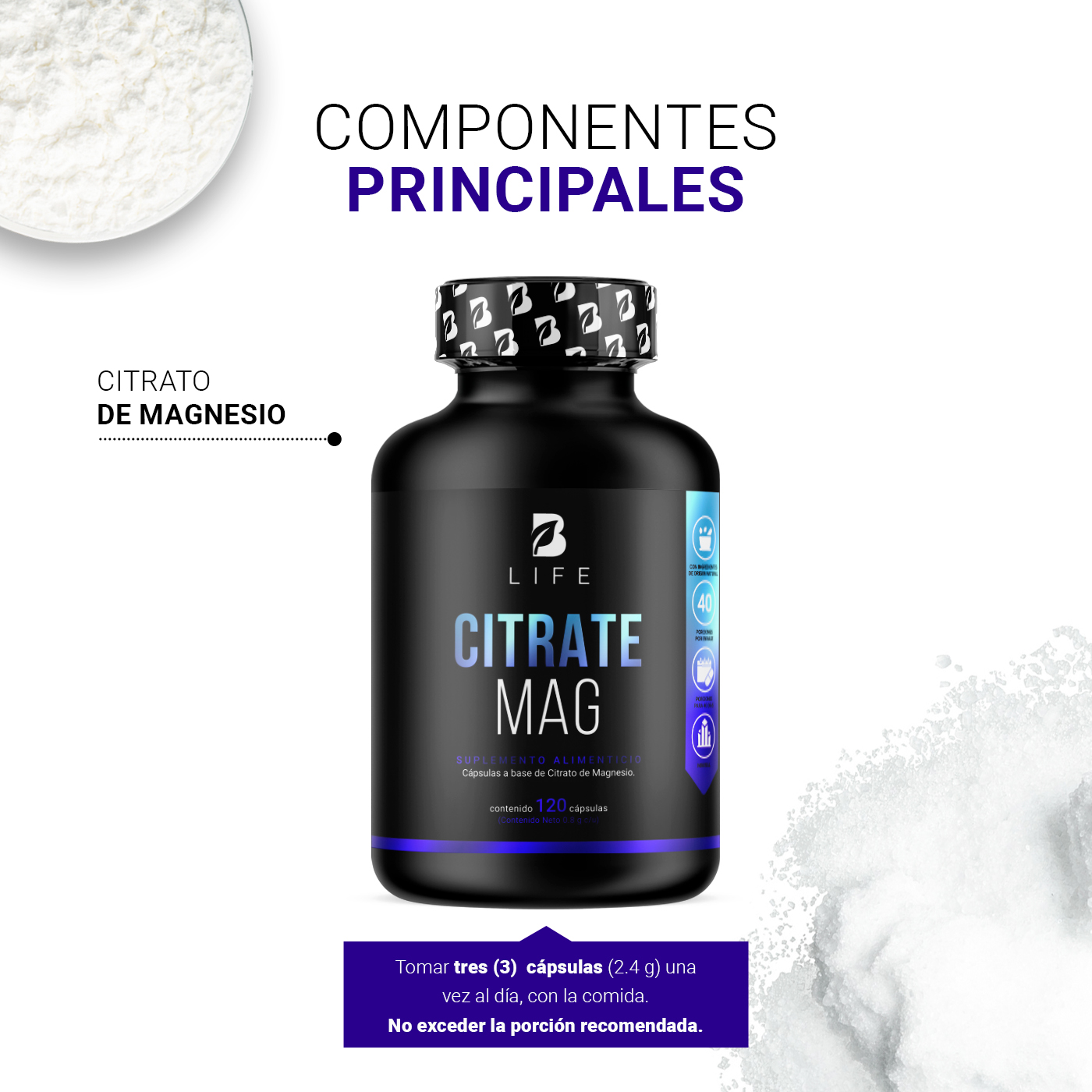 Foto 4 pulgar | Suplemento Alimenticio B Life Citrato de Magnesio 120 Cápsulas