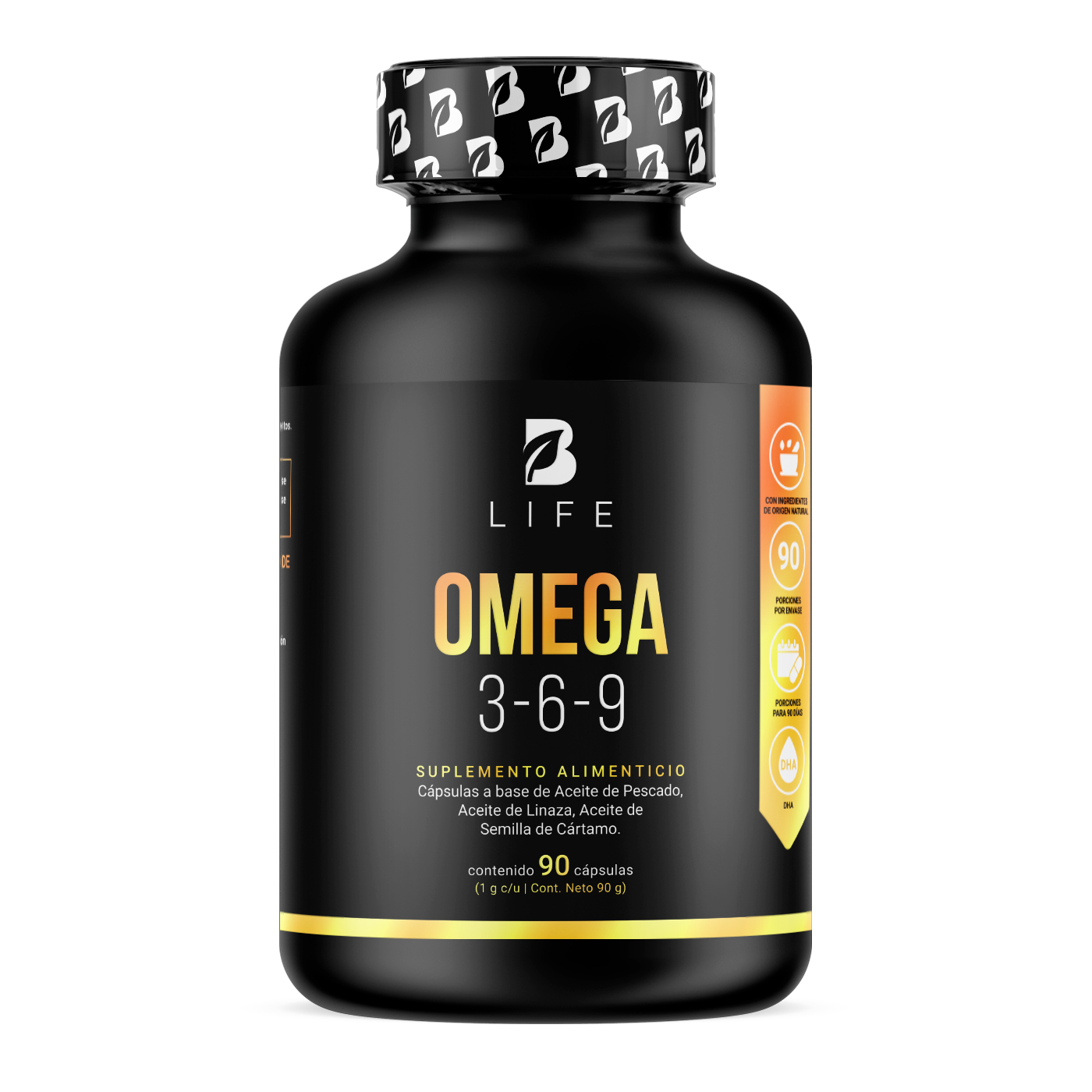 Omega 3-6-9 Pescado Linaza Cártamo 90 Cápsulas B Life
