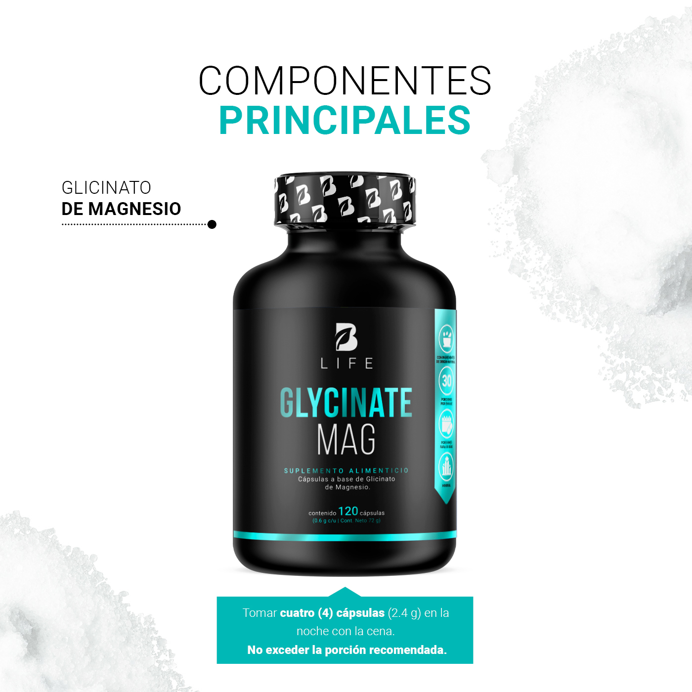 Foto 4 pulgar | Glicinato de Magnesio 408 mg 120 Cápsulas B Life