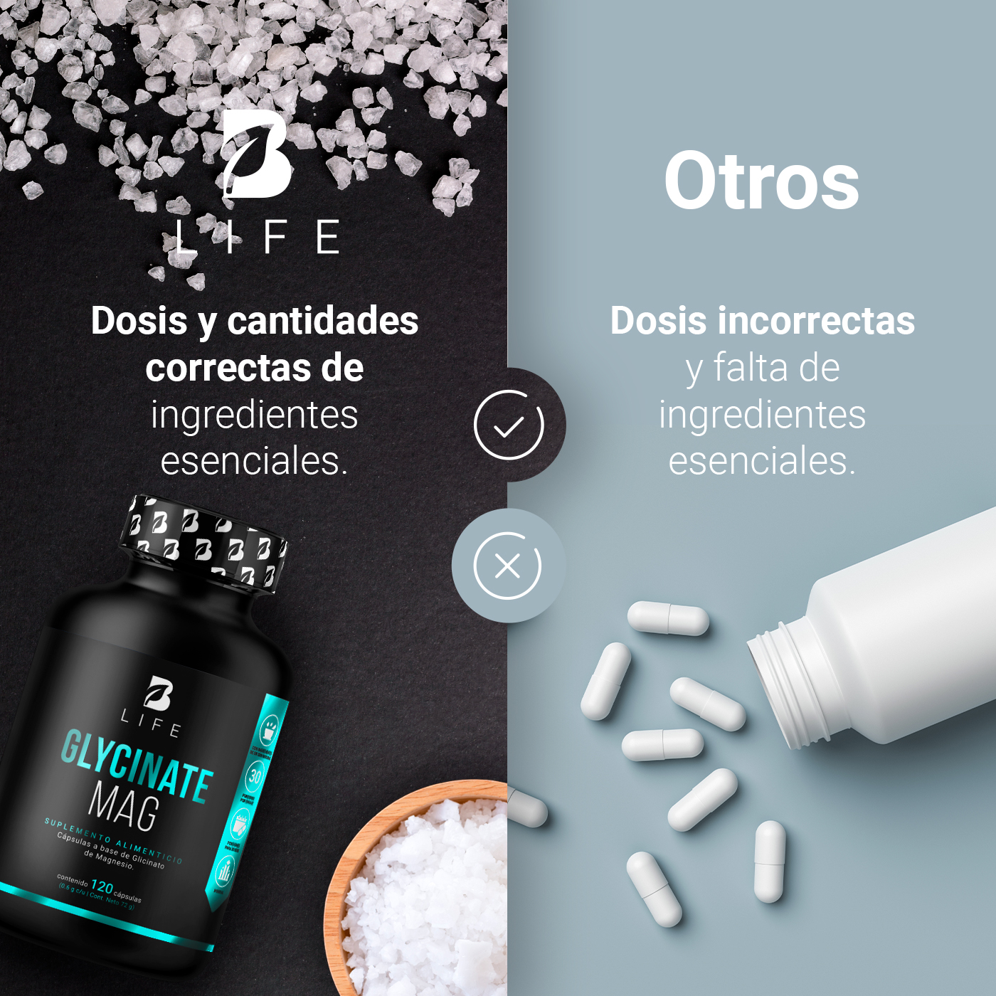 Foto 5 | Glicinato de Magnesio 408 mg 120 Cápsulas B Life