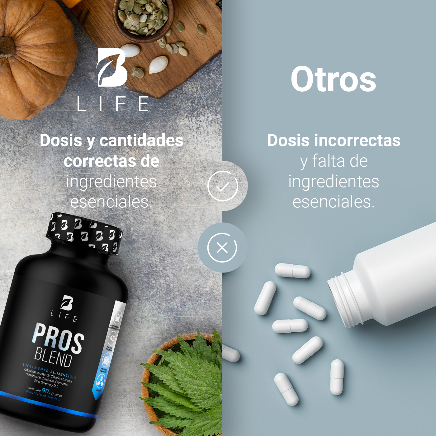 Foto 6 pulgar | Fórmula de Ciruelo Africano y Selenio Ingredientes Naturales de 1000 mg por Porción de 90 Cápsulas Pros Blend B Life
