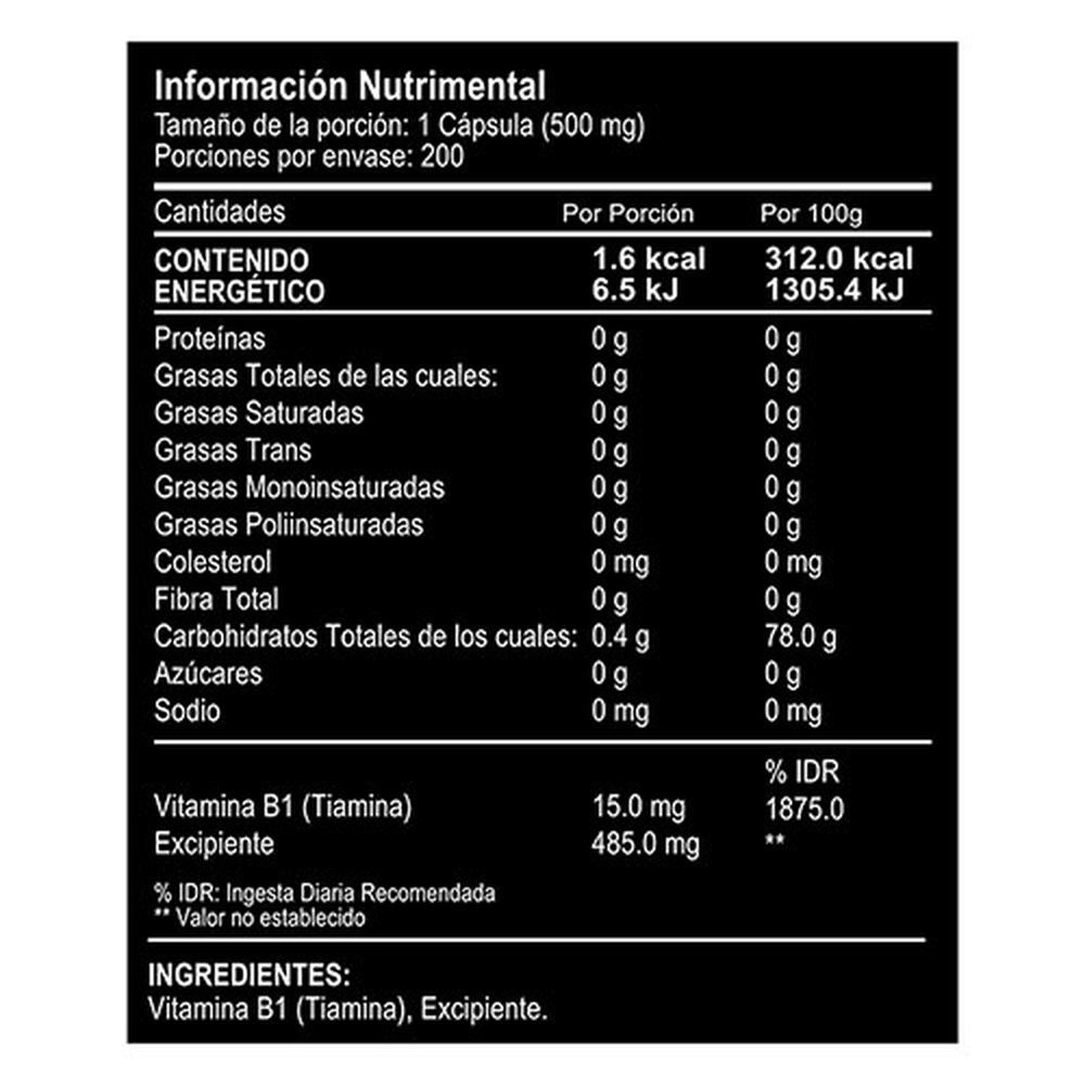 Foto 4 pulgar | Suplemento Alimenticio VitalBotanics a Base de Vitamina B1 (Tiamina) 200 Cápsulas