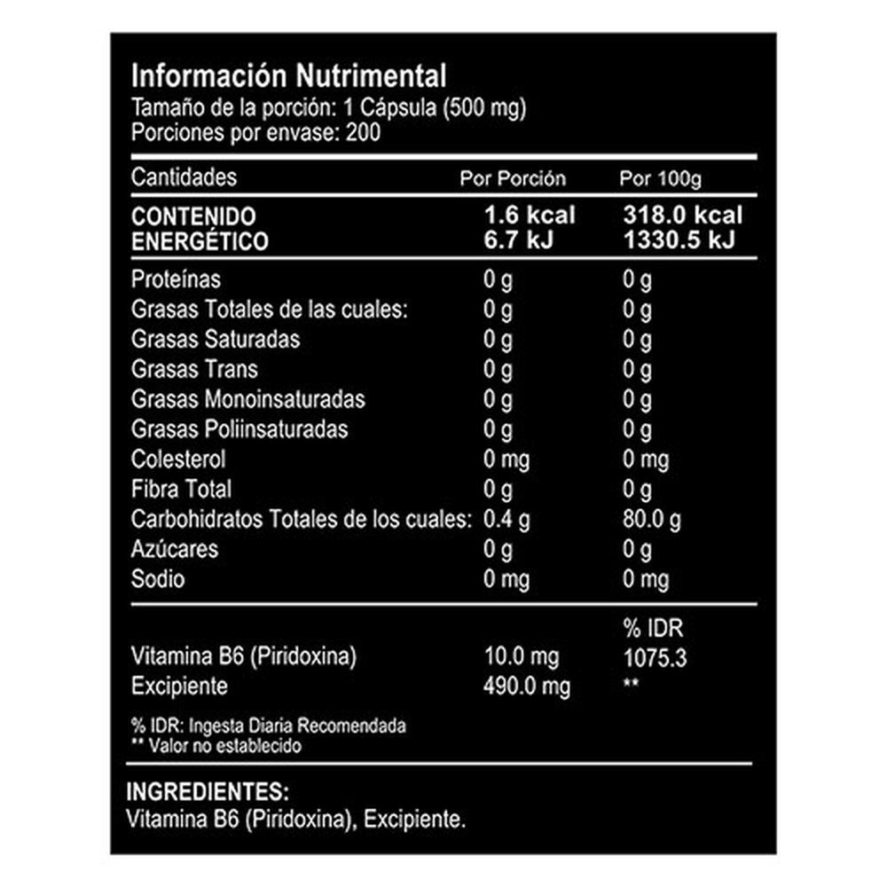 Foto 4 pulgar | Suplemento Alimenticio VitalBotanics Vitamina B6 Piridoxina 200 Cápsulas