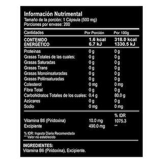 Foto 3 | Suplemento Alimenticio VitalBotanics Vitamina B6 Piridoxina 200 Cápsulas