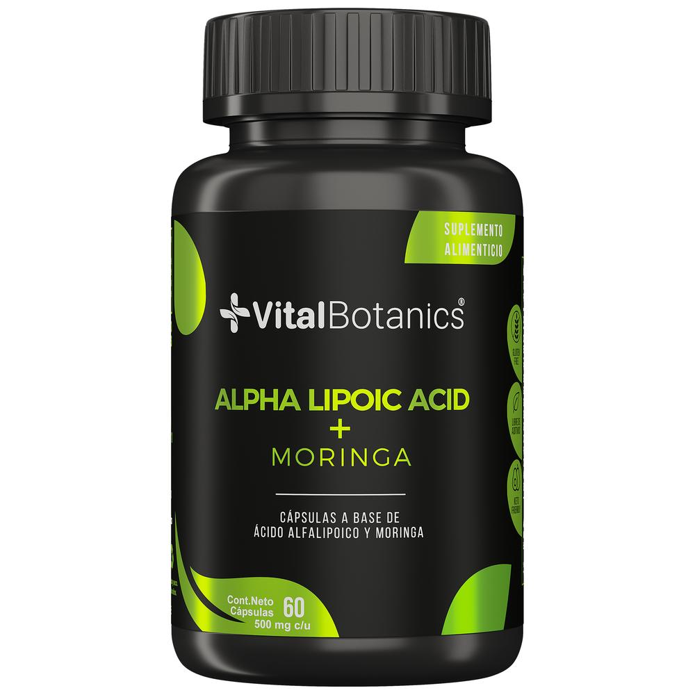Foto 2 pulgar | Suplemento Alimenticio VitalBotanics Ácido Alfa Lipoico + Moringa 60 Cápsulas