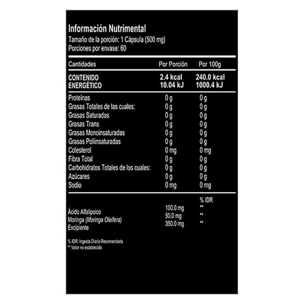 Foto 4 pulgar | Suplemento Alimenticio VitalBotanics Ácido Alfa Lipoico + Moringa 60 Cápsulas