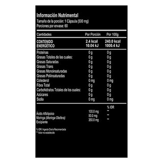 Foto 3 | Suplemento Alimenticio VitalBotanics Ácido Alfa Lipoico + Moringa 60 Cápsulas