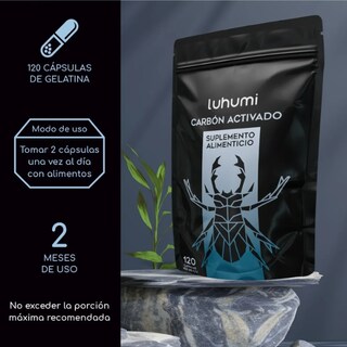 Foto 2 | Carbón Activado Suplemento Alimenticio Luhumi 120 Cápsulas