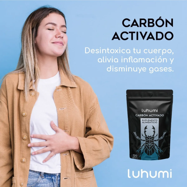 Foto 4 pulgar | Carbón Activado Suplemento Alimenticio Luhumi 120 Cápsulas