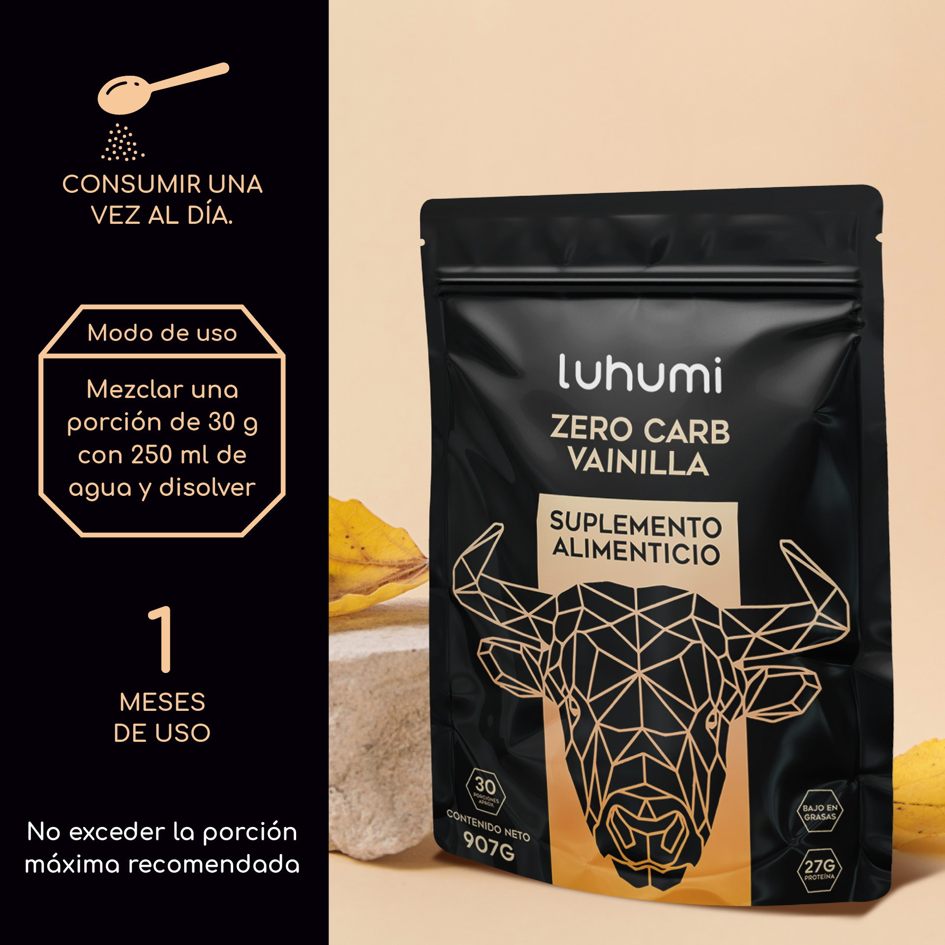 Foto 4 pulgar | Polvo Zero Carb Proteína Luhumi Vainilla 907grs