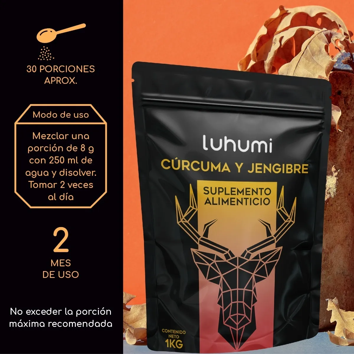 Foto 3 pulgar | Jengibre Cúrcuma Suplemento Alimenticio Luhumi Polvo 1kg