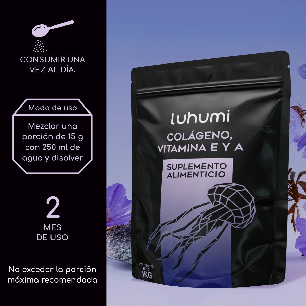 Foto 3 pulgar | Colágeno Suplemento Alimenticio Luhumi Polvo 1 kg