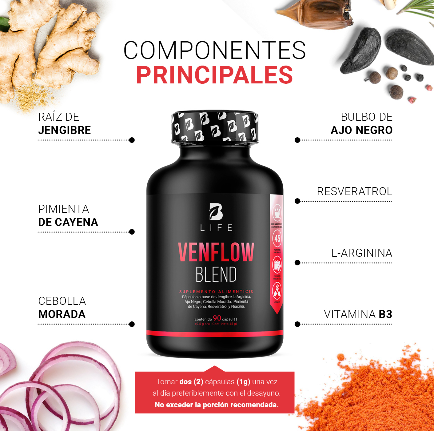 Foto 4 pulgar | Complejo para la Circulación de 90 Cápsulas Venflow Blend B Life
