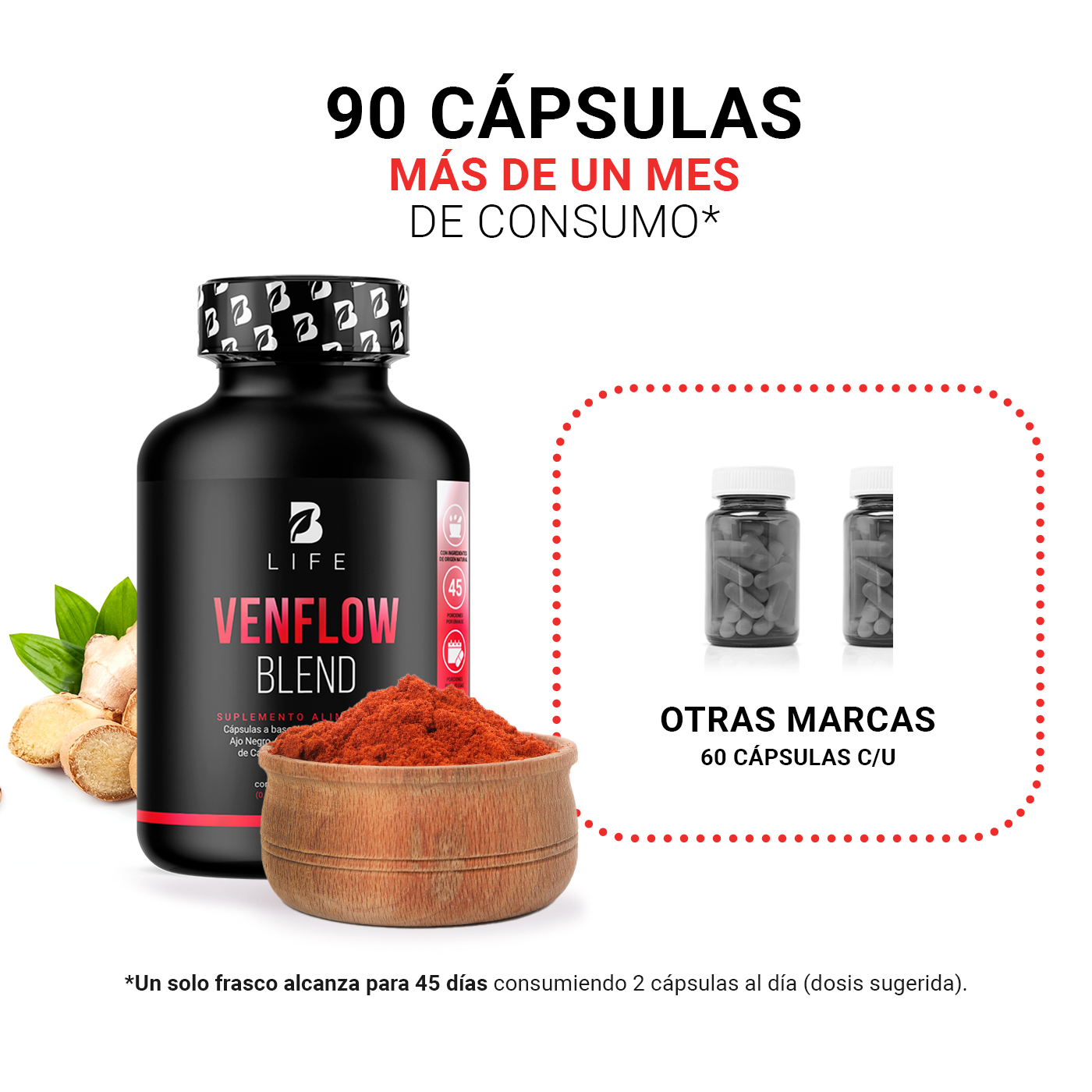 Foto 5 pulgar | Complejo para la Circulación de 90 Cápsulas Venflow Blend B Life