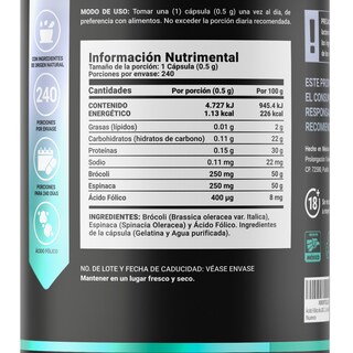 Foto 2 | Ácido Fólico de 240 Cápsulas con Brócoli y Espinaca Ingredientes Naturales Folic Acid Blend B Life