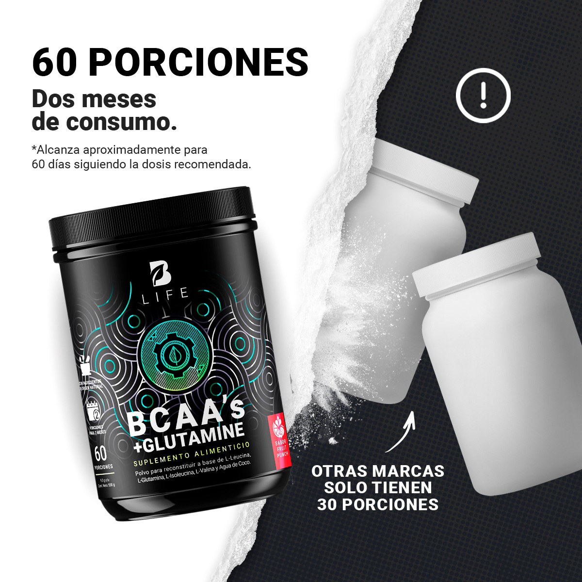 Foto 4 | Suplemento Alimenticio B Life Bcaa's + Glutamine 60 Porciones