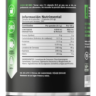 Foto 2 | Hierro de 240 Cápsulas con Levadura de Cerveza y Espinaca Ingredientes Naturales Iron Blend B Life