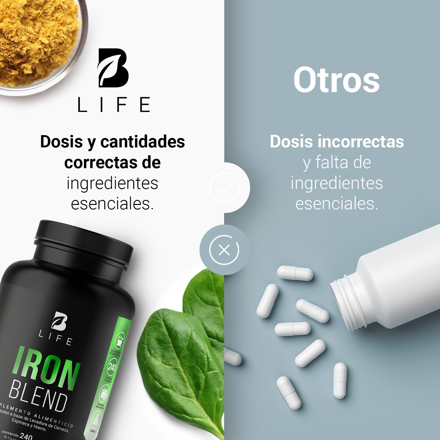 Foto 6 | Hierro de 240 Cápsulas con Levadura de Cerveza y Espinaca Ingredientes Naturales Iron Blend B Life
