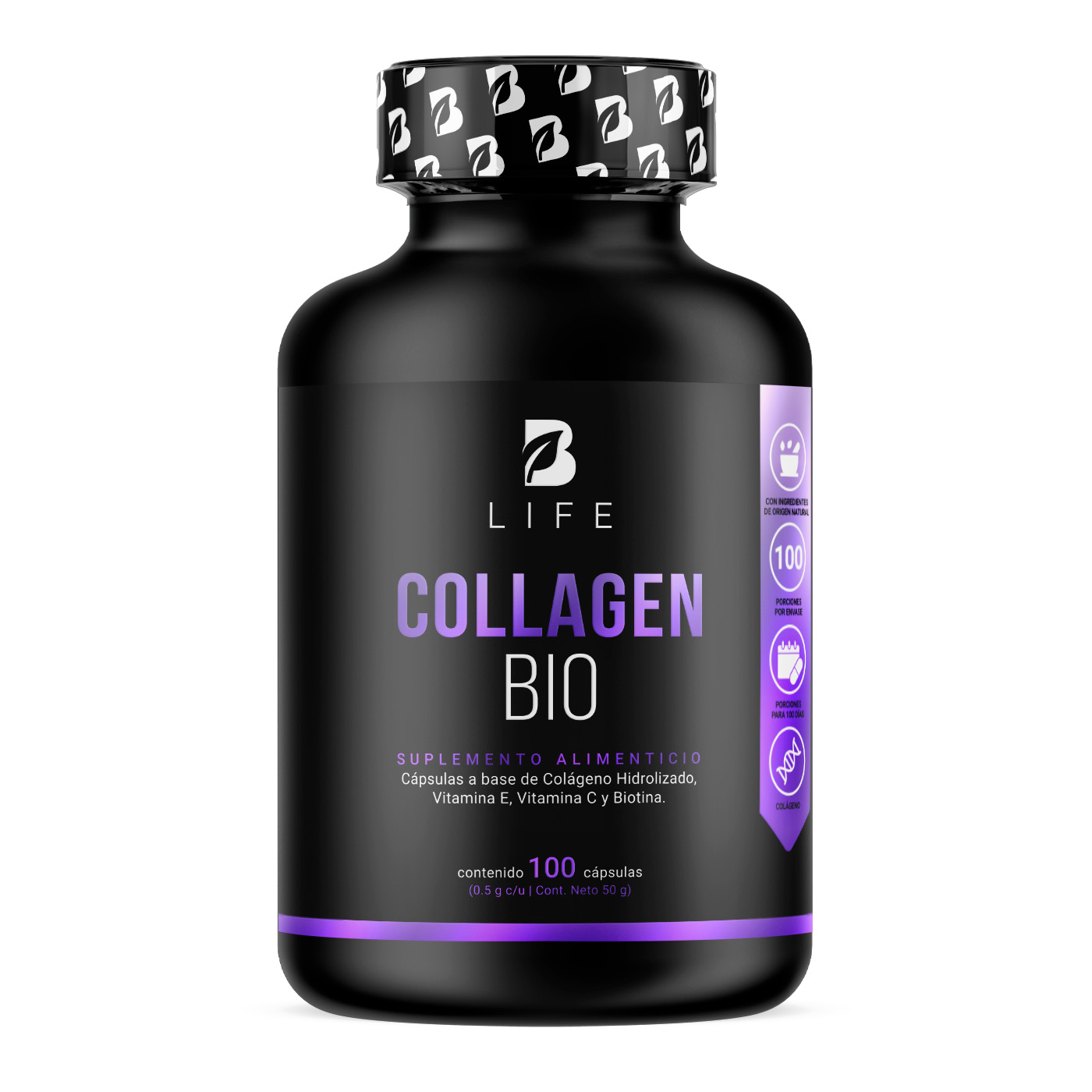 Foto 2 pulgar | Biotina - Colágeno y Vitamina E 100 Cápsulas Collagen Bio B Life