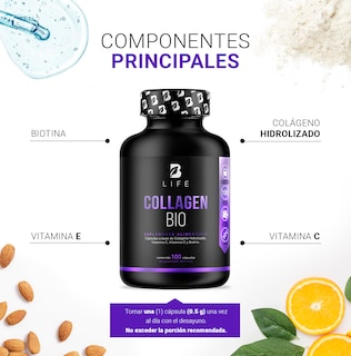 Foto 3 | Biotina - Colágeno y Vitamina E 100 Cápsulas Collagen Bio B Life