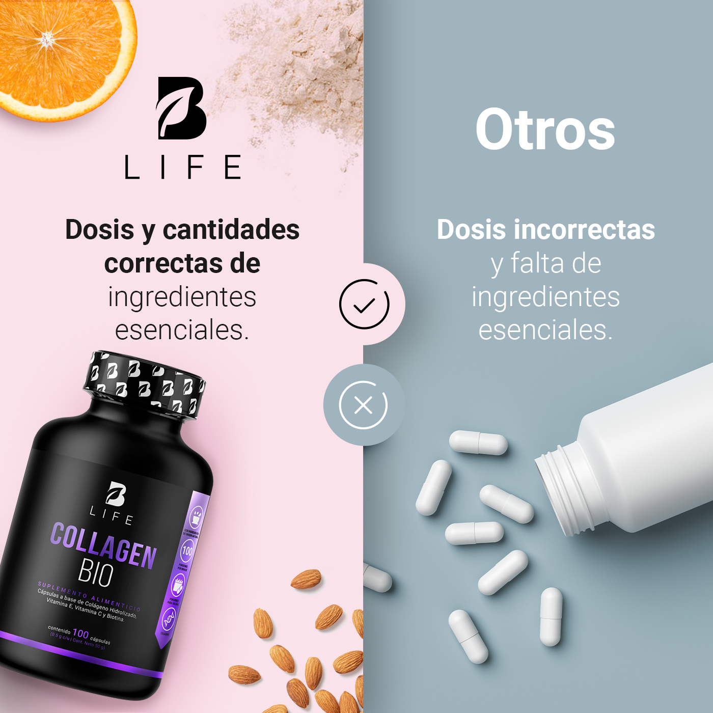 Foto 6 pulgar | Biotina - Colágeno y Vitamina E 100 Cápsulas Collagen Bio B Life
