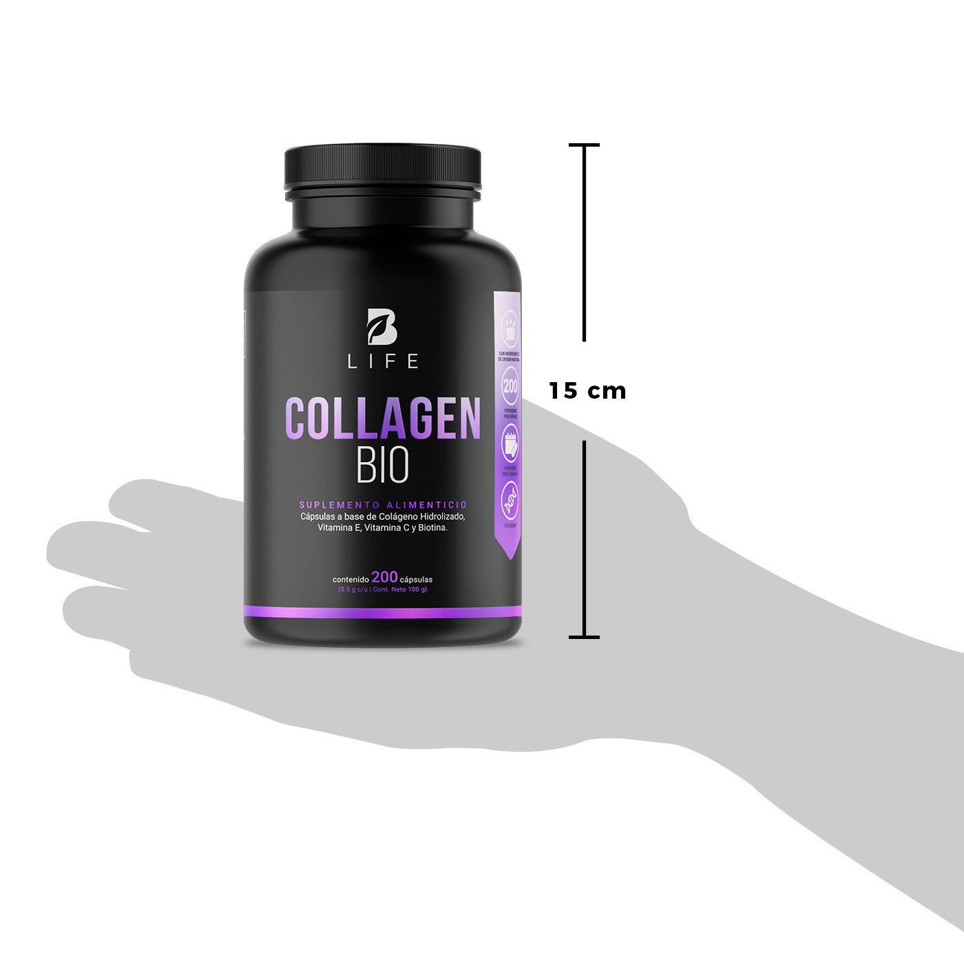 Foto 8 pulgar | Biotina - Colágeno y Vitamina E 100 Cápsulas Collagen Bio B Life