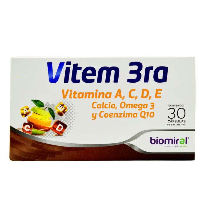 Foto 2 pulgar | Suplemento Alimenticio Biomiral Vitem 3ra Multivitamínico 30 Cápsulas