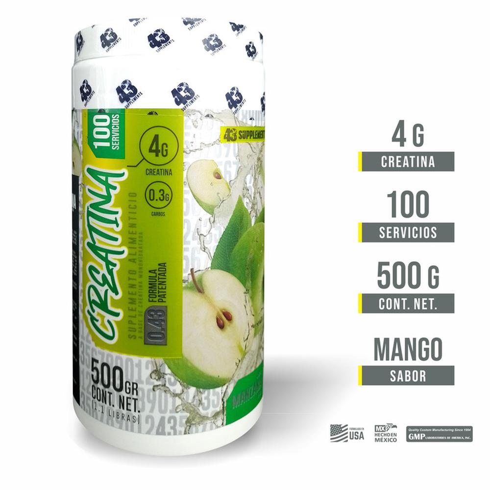 Foto 3 pulgar | Creatina 500gr 43 Supplements 1200 Servicios Manzana Y Mango