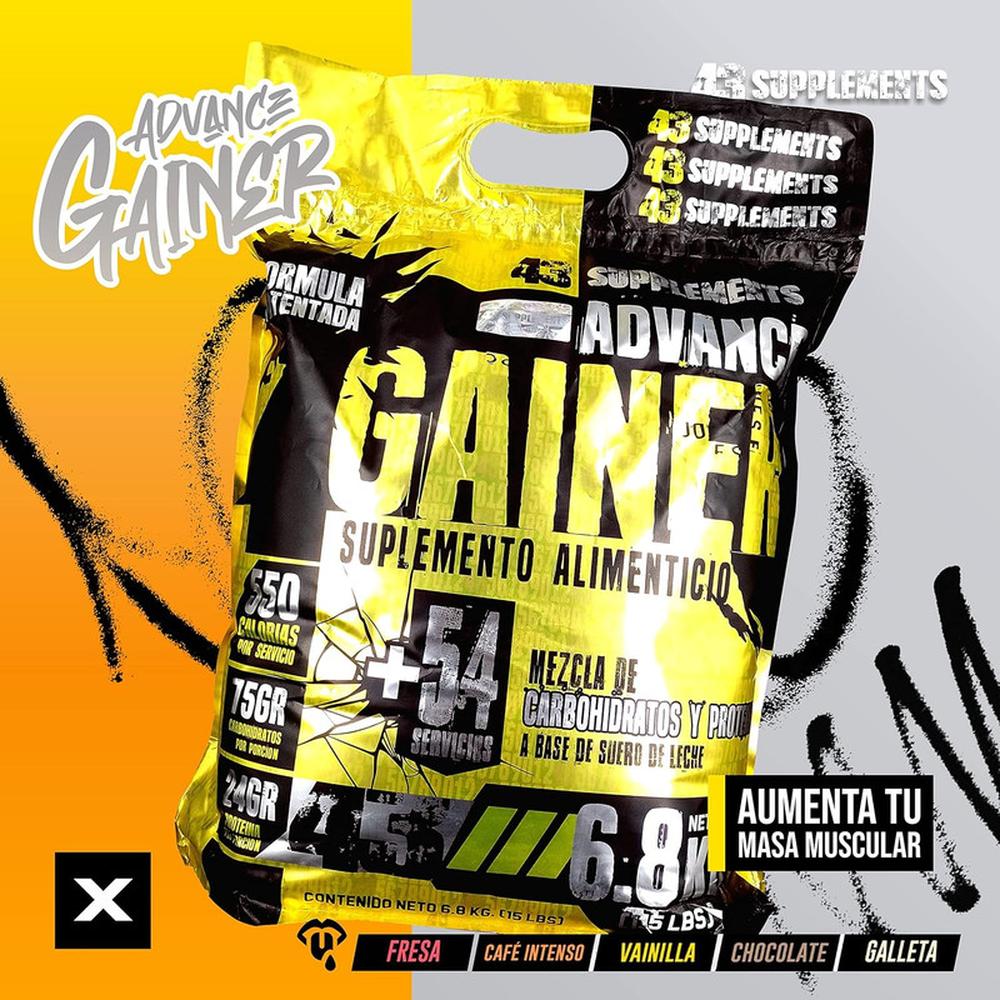Foto 6 pulgar | Proteína 43 Supplements Advance Gainer Ganador de Masa 6.8 kg
