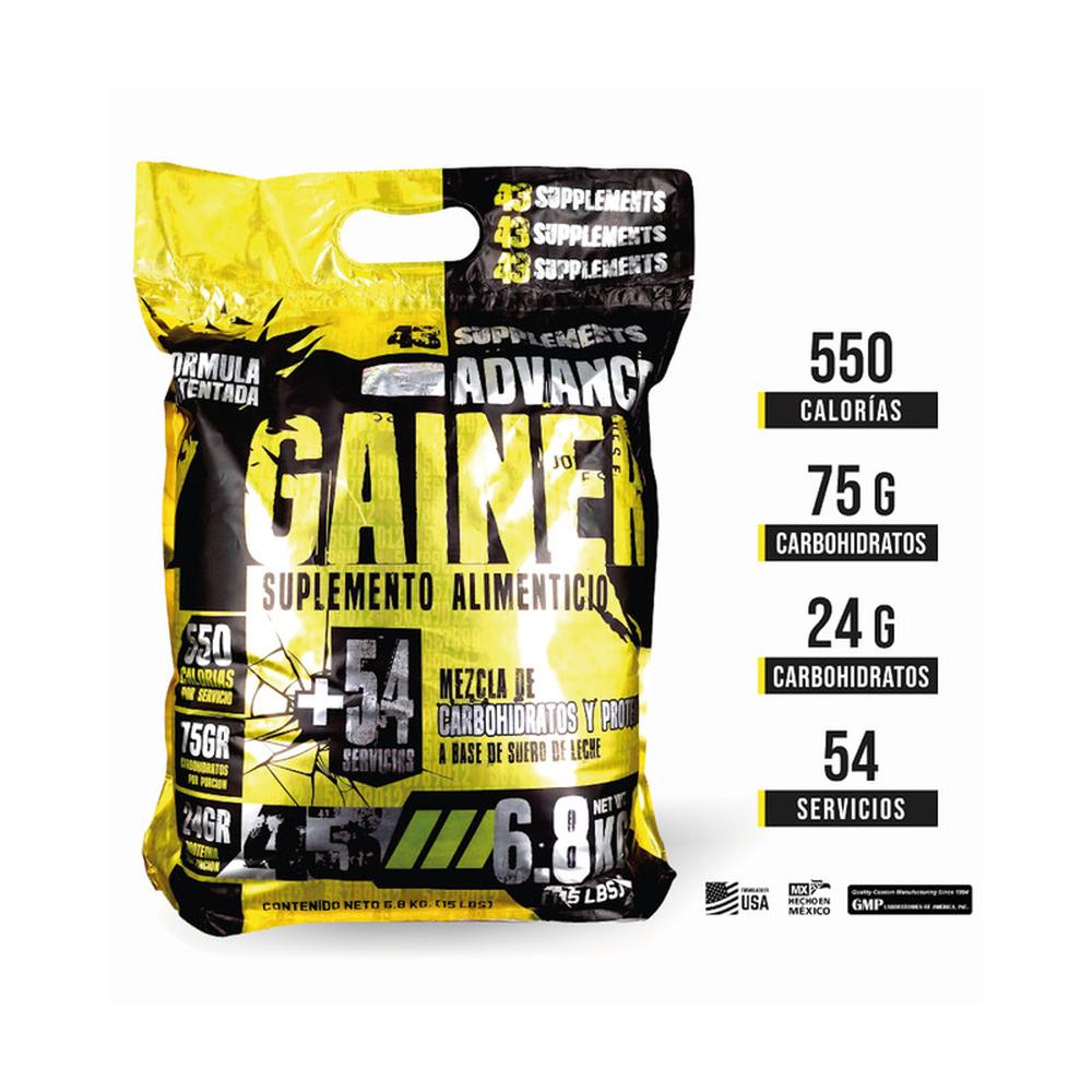 Foto 7 pulgar | Proteína 43 Supplements Advance Gainer Ganador de Masa 6.8 kg