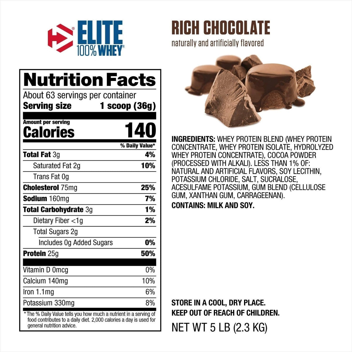 Foto 3 pulgar | Proteína Elite Whey Dymatize Sabor Chocolate