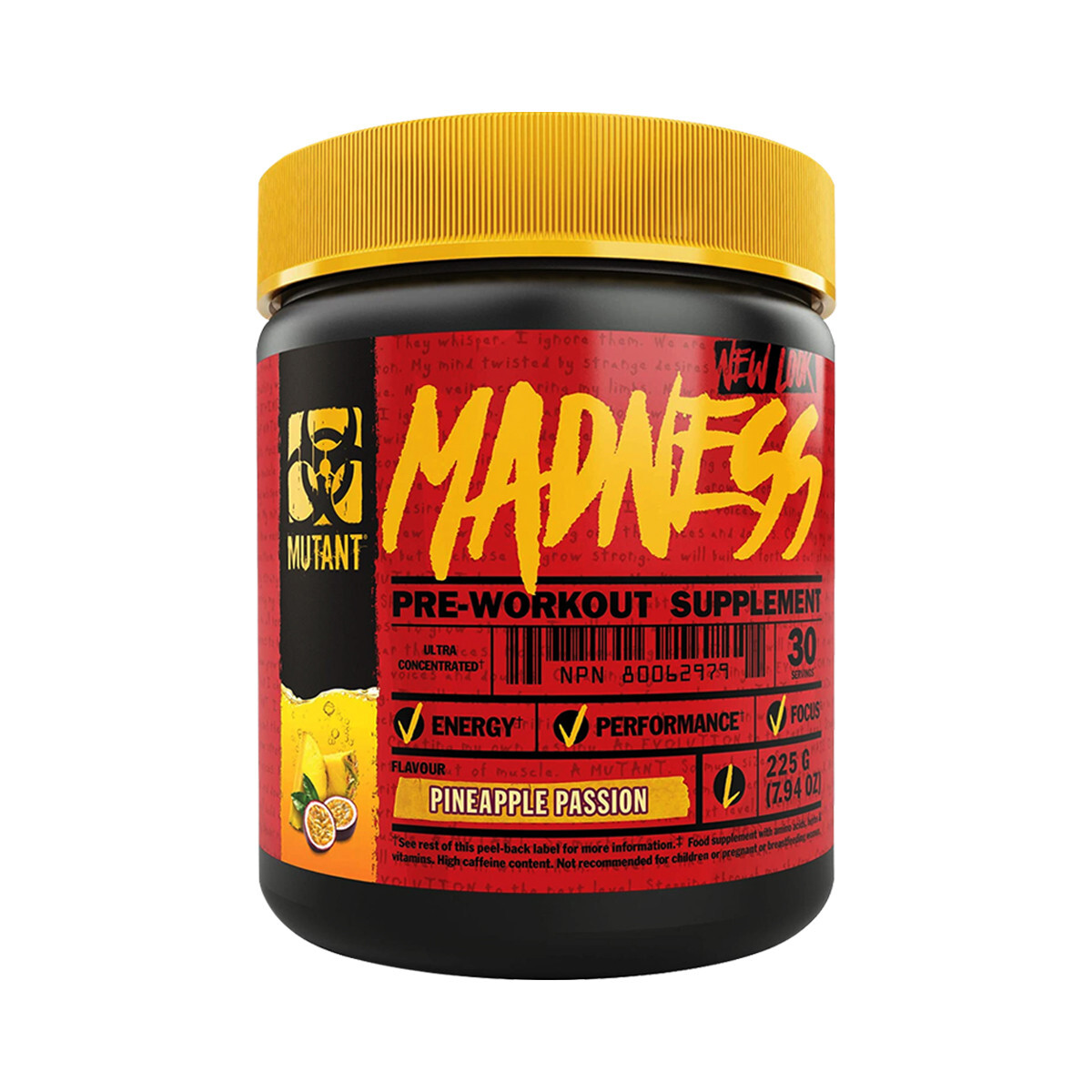 Foto 2 pulgar | Suplemento Alimenticio Pre Entreno Madness Mutant Sabor Piña 225 Gr