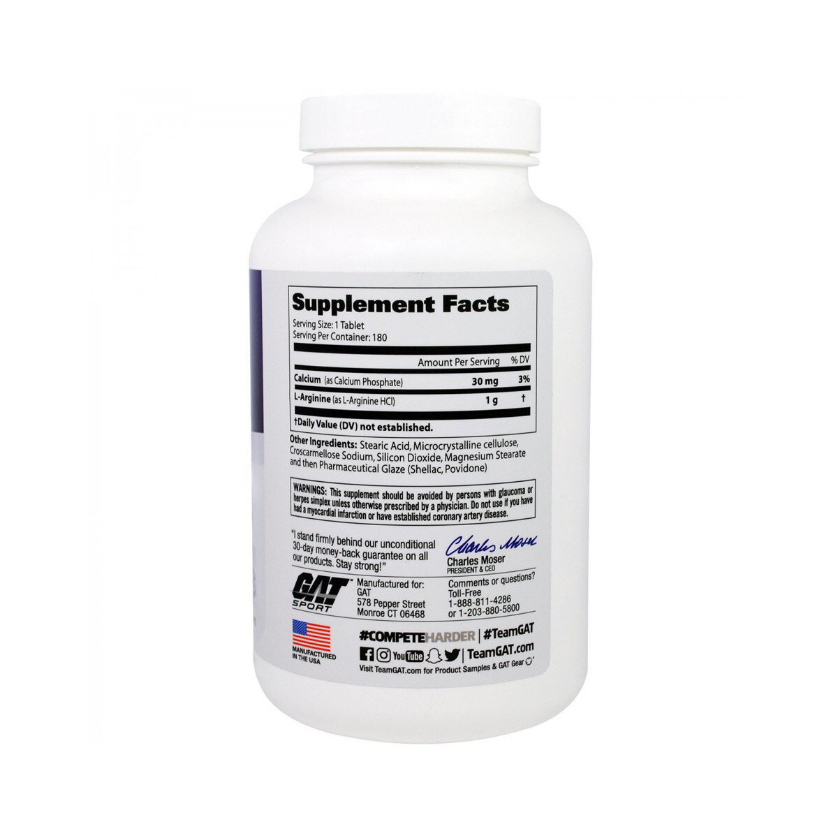 Foto 3 pulgar | Suplemento Alimenticio L-arginine GAT Sin Sabor 180 Cápsulas