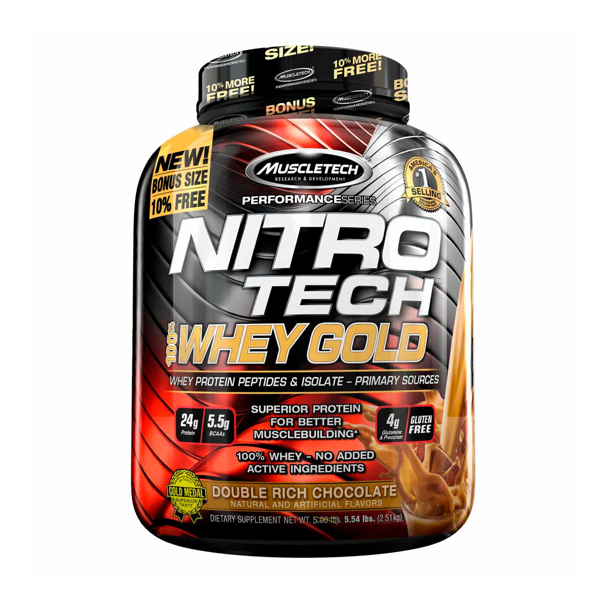 Proteína Nitro Tech Whey Gold MuscleTech Sabor Doble Chocolate
