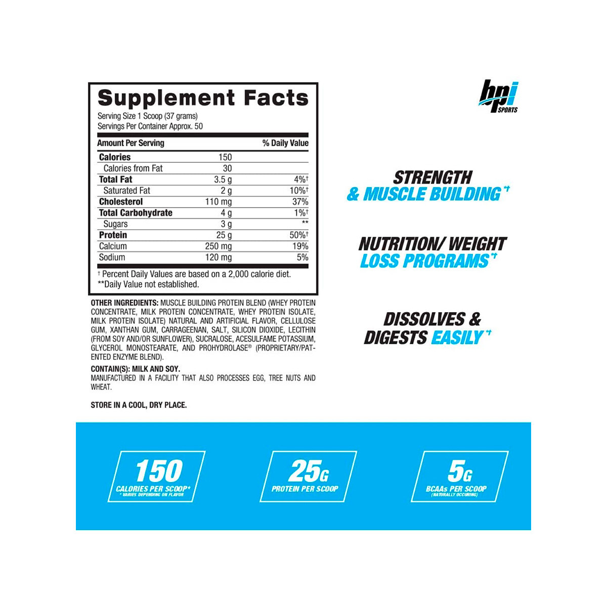 Foto 3 pulgar | Proteína Whey HD BPI Sports Sabor Pastel de Fresa