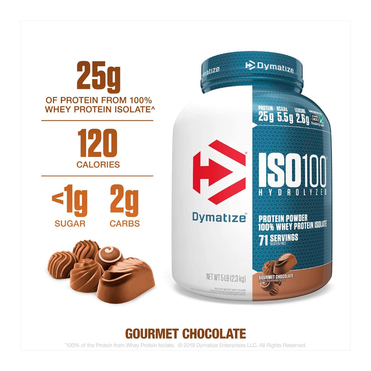 Foto 3 pulgar | Proteína Isolatada Iso 100 Dymatize Sabor Chocolate