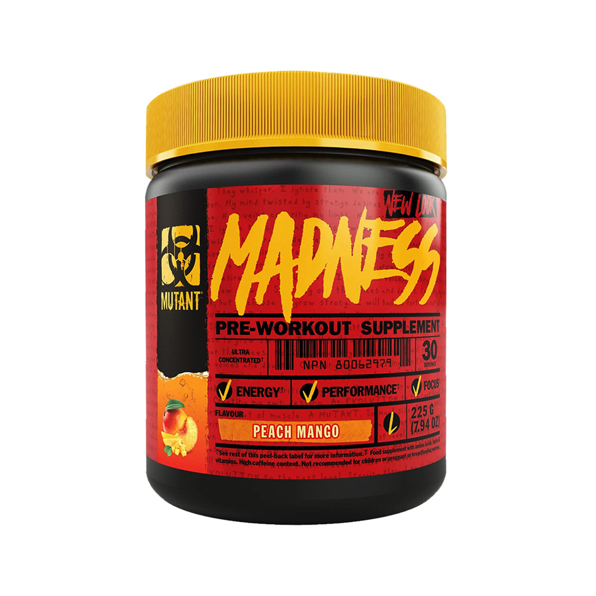 Foto 2 pulgar | Suplemento Alimenticio Madness Mutant Sabor Durazno Mango 225 Gr