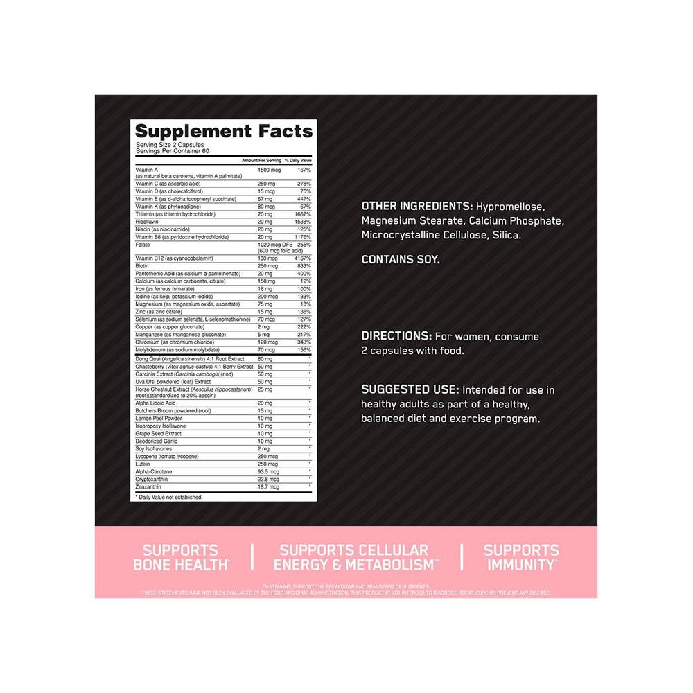 Foto 2 | Multivitamínico Optimum Nutrition Opti Women 120 Cápsulas