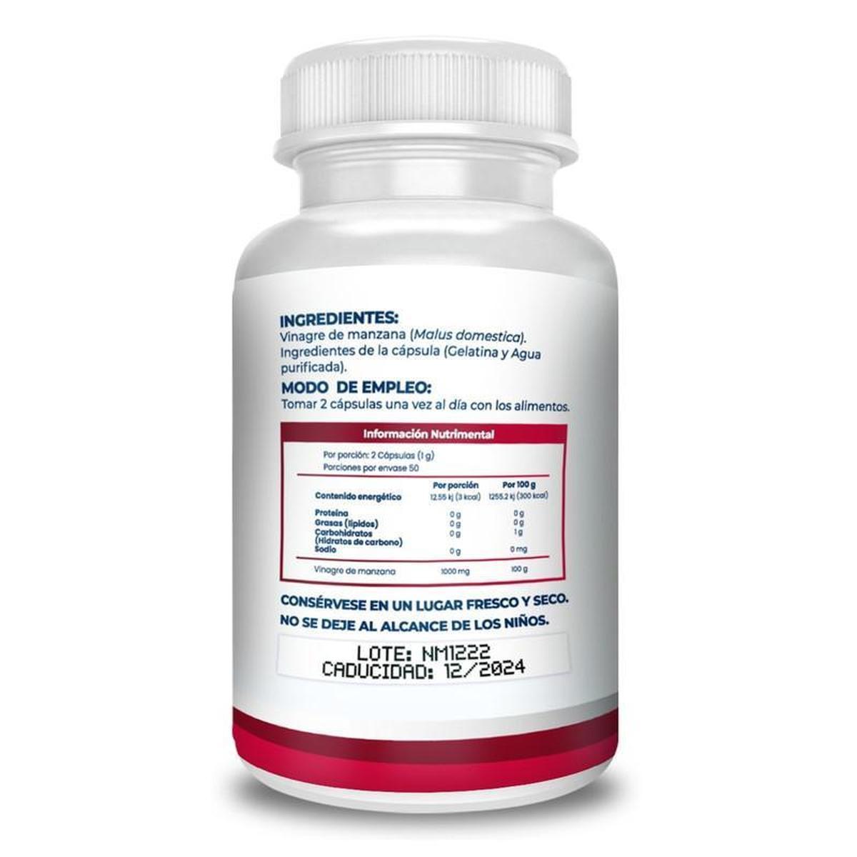 Foto 3 pulgar | Suplemento Alimenticio Vinagre Manzana Naima Lab 100 Cápsulas 500 Mg