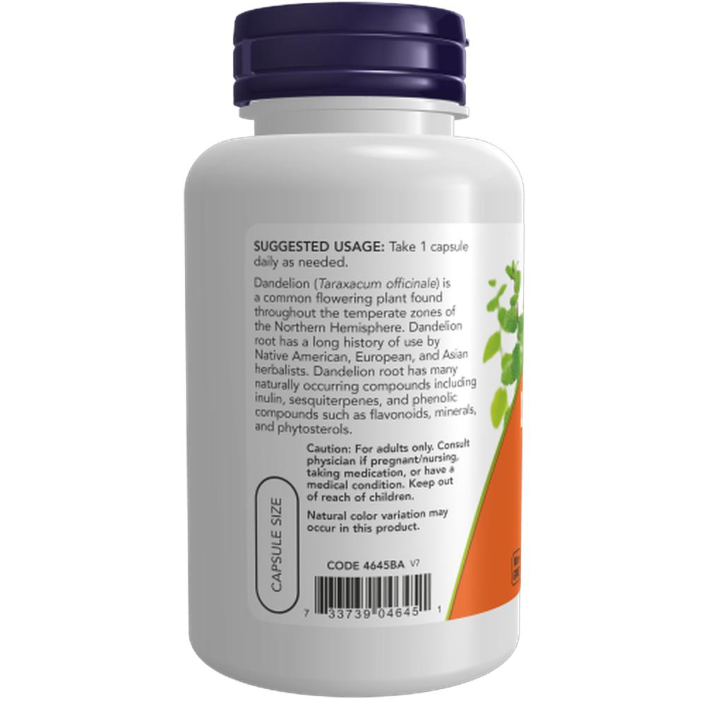 Foto 4 pulgar | Dandelion Root Now Raíz De Diente De León 500mg 100 Cápsulas