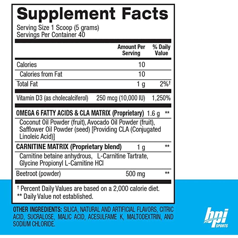 Foto 3 pulgar | Pre Entrenamiento Bpi Cla + Carnitina Con Omega 6 200gr. (40 Servicios)