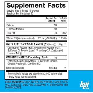 Foto 2 | Pre Entrenamiento Bpi Cla + Carnitina Con Omega 6 200gr. (40 Servicios)